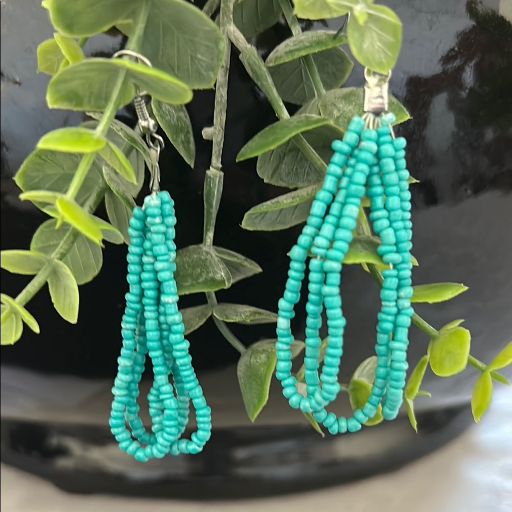 Turquoise Beaded Dangle Earrings